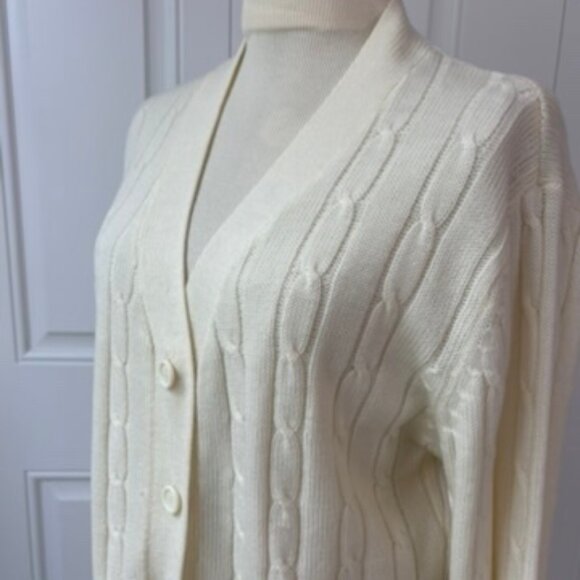 Sears cable knit cardigan cream Grandpa Sweater - Picture 5 of 13